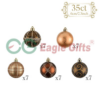 EAGLEGIFTS Lot de 35 boules de Noël de 6 cm, thème festif, cuivre doré mat, imperméables, écologiques, décoratives