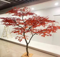 Décoration intérieure en fibre de verre, grand arbre de simulation, arbres rouges d'automne, arbre d'érable artificiel japonais