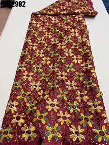 Encaje de guipur de cristal de lujo con flores bordadas, tela de encaje soluble en agua con pedrería para <span class=keywords><strong>vestidos</strong></span> de <span class=keywords><strong>fiesta</strong></span> de boda - Product Image 5