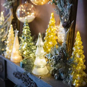 شجرة عيد الميلاد الزجاج ضوء الليل للمنزل عيد الميلاد رومانسية عطلة جو أربول دي نافيداد الحلي أدى الديكور مضيئة