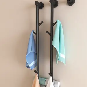 Light Luxury Chinese Style New Wall-Mounted Stainless Steel Storage Rack Non-Perforated Electric Towel Rack Bathroom Vertical