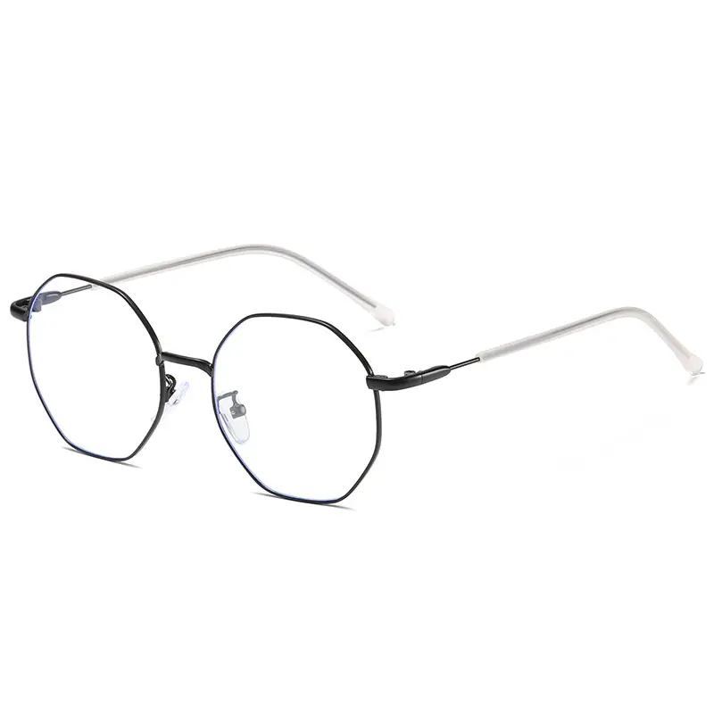 2024 populäres design polygon großhandel kaufen form rahmen blaulicht halbe rahmen brillen hohe qualität innovative metallbrille