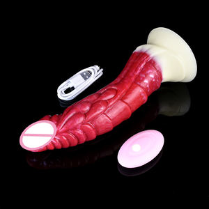 NNSX vibrierender gebogener Dildo mit Saugnapf Silikon mehrfarbig gerippt stimulieren Fernbedienung <span class=keywords><strong>Vibrator</strong></span> Anal Plug Sexspielzeug - Product Image 4