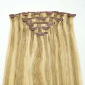 Wholesale Price Most Popular Unprocessed Human Hair Extensions Salon Quality Thick End Raw Clip in Hair Extension