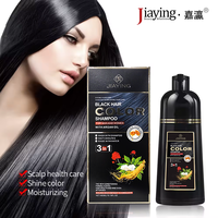 Tinte para el Cabello 3 en 1 de 500 ml, Champú Negro Permanente Sin Amoníaco, Tinte Herbal para el Cabello, Color OEM para Salón, Cobertura de Canas, MSDS