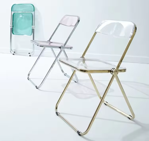 Chaise de salle à manger industrielle en gros, chaise pliante portable en acrylique transparent et métal, chaise de vente au détail pour la maison, le bar, l'appartement - Product Image 4