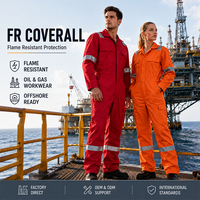 Vente en gros de salopettes FRC de sécurité ignifuges en coton orange personnalisées pour le travail dans l'industrie de la construction Combinaison uniforme FR Vêtements de travail