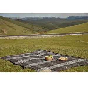 Coperte da picnic coperta in lana merino tartan per coperta in lana da campeggio a scacchiera all'ingrosso