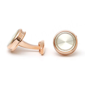 Boutons de manchette classiques pour homme en or rose rond simple - Product Image 6
