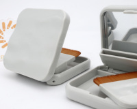 Étui compact portable pour fard à joues avec miroir intégré et pinceau pliable