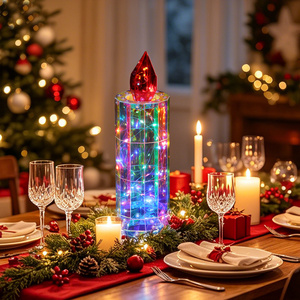 Lampe LED 3D prismatique irisée, lumière de bougie holographique RGB, alimentée par USB, écologique, faite à la main, lampe décorative moderne, décoration de la maison - Product Image 3