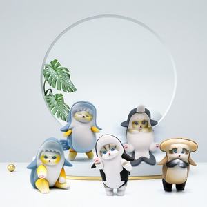 5PCS/SET Q Ver. Mofusand Cos Animal Ocean Marine Shark Cat PVC Anime Figure for Catcher <b>Egg</b> Box Gashapon Game Machine Prize <b>Toy</b> - Product Image 2