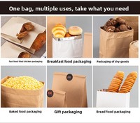 Sacs alimentaires en papier SOS résistants à la graisse, blancs, en kraft, à fond plat, pour boulangerie, poulet frit, vente en gros, OEM, en vrac