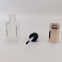 Flacon de vernis à ongles transparent en verre de 12 ml, anti-fuite, avec bouchon à vis cylindrique et pinceau, personnalisable par estampage à chaud et sérigraphie