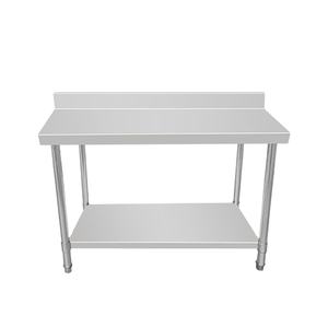 VICTORY <b>KITCHEN</b> high quality 201 0.8mm Stainless Steel <b>Kitchen</b> <b>table</b> 2-Layer 80*60*80 with Backsplashand <b>square</b> Legs - Product Image 3