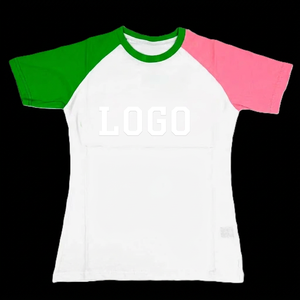 เสื้อยืดแขนสั้นคอกลมสีขาวเขียวชมพูสำหรับผู้หญิง ทรงปกติ ผ้าฝ้าย 100% ระบายอากาศได้ดี ถักทออย่างดี - Product Image 1
