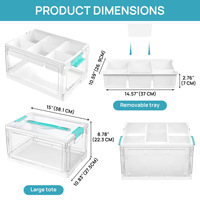 Organisateur de rangement domestique en PP transparent avec plateaux et séparateurs amovibles, boîte de rangement pour loisirs créatifs et fournitures artistiques
