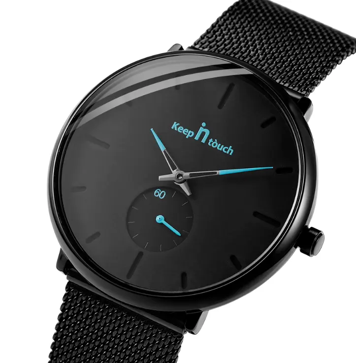 Uomini di modo minimalismo orologi squalo della cinghia della maglia ultra sottile orologio da uomo da polso