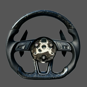 Volant en cuir et fibre de carbone forgée amélioré pour <span class=keywords><strong>Audi</strong></span> R8 B8 B9 <span class=keywords><strong>RS</strong></span> A3 A4 A5 A6 <span class=keywords><strong>TT</strong></span> A7 A8 Q3 05 Q7 S3 S4 S5 RS3 RS4 - Product Image 1