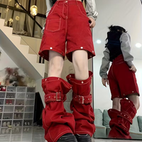Shorts en jean vintage ajustables personnalisés avec ceinture détachable pour femmes, style Y2K, boucle, jean baggy