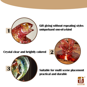 Handmade liuli đôi cá tượng chơi trong nước tùy chỉnh màu pha lê tác phẩm nghệ thuật cho sảnh khách sạn quà tặng của cải của công ty - Product Image 3