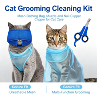 Kit de toilettage et de nettoyage pour animaux de compagnie populaire, muselière fonctionnelle pour chat, outils de toilettage, sac de lavage pour chat, coupe-ongles pour animaux de compagnie