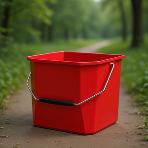 Cubo in Plastica Rossa da 12 L con Manico in Metallo per Pulizia e Conservazione - Product Image 3