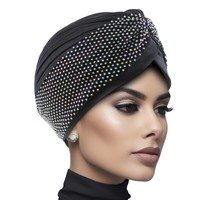 5 Colores, Gorros Turbantes de Estilo Étnico con Borde de Esponja, Pañuelos para la Cabeza con Incrustaciones de Diamantes de Imitación, Estilo Indio y Africano