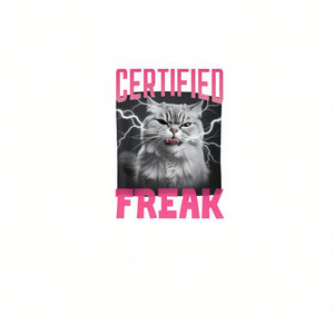 Certified Freak Cat <b>Meme</b> <b>T</b>-<b>Shirt</b> Unisex Adult Short Sleeve Crew Neck Digital Printing Promotional - Product Image 2