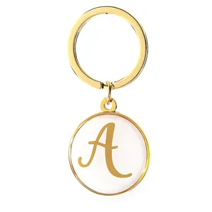 stock mould gold plated blank keychain zinc alloy resin epoxy Initials letter keychain promotional keychains for backpack