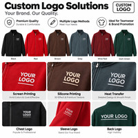 Veste zippée unisexe en polyester 350 GSM avec logo personnalisé, col montant, sweat-shirt, fabrication OEM, marque privée