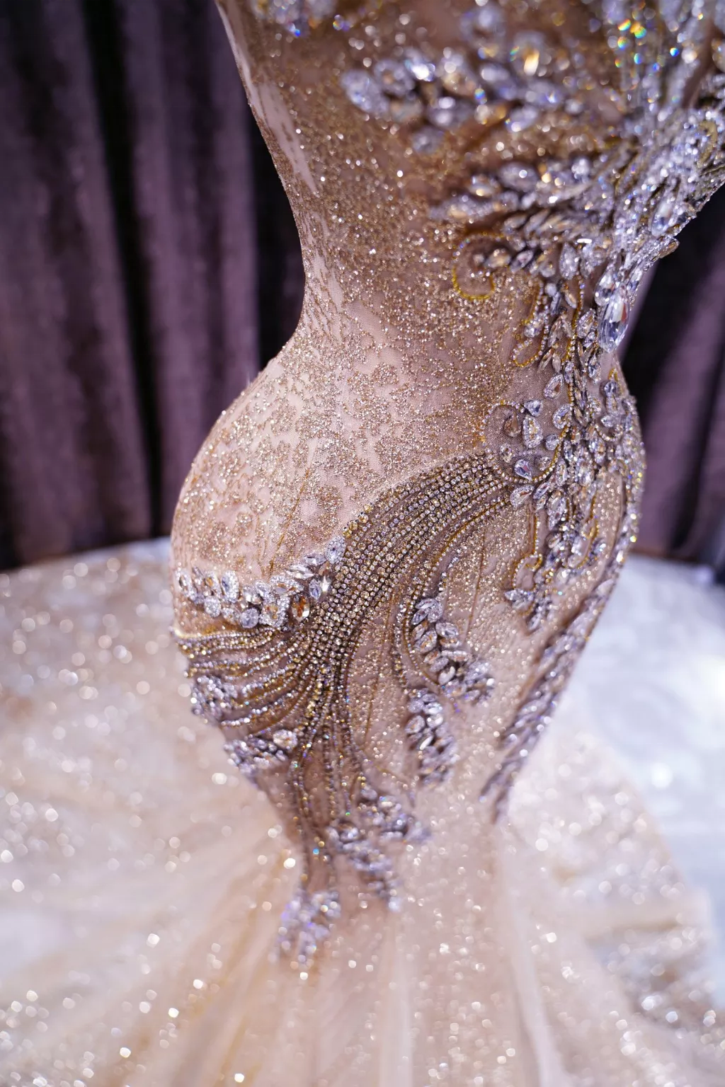 fitted lace wedding dress Mermaid Rose Gold Sweetheart Straps Sweep Satin Wedding Party Bridesma