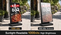 Pantalla Digital Móvil Semi-Exterior de 43 y 49 Pulgadas para Publicidad, con Ruedas, Batería Recargable, Personalizable OEM, Venta al Por Mayor