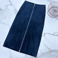 Jupes en cuir suédé véritable en peau de mouton, longueur cheville, taille haute, ajustées, avec fermeture éclair YKK, pour femmes matures, idéales pour le bureau – Vente directe usine