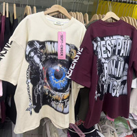 T-shirt imprimé tendance en coton pur lourd (350-400g) à manches courtes pour hommes et femmes, coupe ample, idéal pour l'été – Nouveauté transfrontalière très prisée