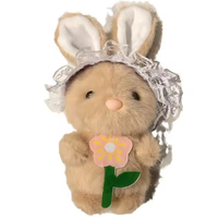 Peluche Lapin en Dentelle avec Foulard et Longues Oreilles, Porte-clés Animal en Peluche, Lapin Doux Écologique et Durable, Jouet pour Filles, Cadeau Prêt à Offrir