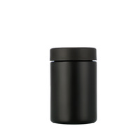 Tarro de cristal cilíndrico negro personalizable al por mayor, esmerilado, de 3.5 gramos, para almacenamiento de flores, 2oz 3oz 4oz, a prueba de olores, a prueba de niños
