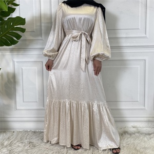 65310# Print <b>Slip</b> Satin Dresses Muslim for Ladies Kimono Abaya <b>Long</b> Modern Modest Women Dress - Product Image 2