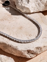 Chaîne en corde de 2 mm/3 mm |   Or blanc massif 10 carats avec diamant de laboratoire taille radiant |   Bijoux de luxe unisexes pour tous les jours, cadeau de mariage