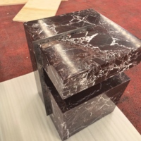 Table basse en pierre naturelle Rosso Levanto Table basse pour thé, socle en marbre cubique Table d'appoint pour décoration de salon Meubles de luxe