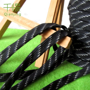 CF004 Manufacturer Supply 1cm Width Sports Casual Wear <strong>Black</strong> Grey White Dots <strong>Flat</strong> <strong>Cord</strong> <strong>Drawstring</strong> - Product Image 2