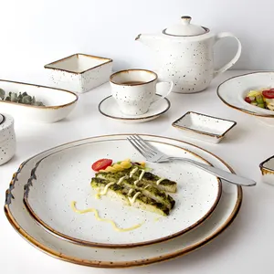 Conjunto de banquete de restaurante 2019, conjunto de jantar de porcelana branco