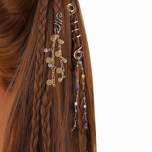 Cuerda de <span class=keywords><strong>pelo</strong></span> trenzada exagerada de estilo americano europeo, Natural Colgante de Piedra, anillo de <span class=keywords><strong>pelo</strong></span> Retro de estilo étnico y diademas con Clip - Product Image 5