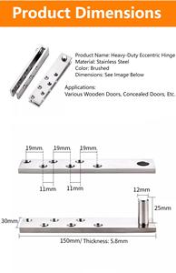 Một cặp bản lề Trục bằng thép không gỉ được sử dụng để lắp đặt che giấu trên cửa hoặc tủ Bản lề cửa xoay 360 ° - Product Image 3