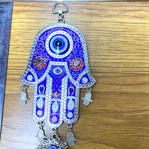 Regalo Judaico para Sala de Estar, Decoración para el Hogar, Mano de <span class=keywords><strong>Fátima</strong></span>, Colgante de Metal con Forma de Silla de Montar, Ojo Turco de Cristal Azul, Decoración Metálica Hamsa - Product Image 2