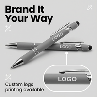 Stylo à bille en aluminium avec logo personnalisé, écran tactile doux au toucher, pointe de 1,0 mm, encre noire, pour promotion