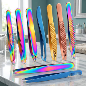 Juego de Pinzas para Cejas de Acero Inoxidable, Punta Puntiaguda, Duraderas, Estilo Moderno, Multicolores - Product Image 4