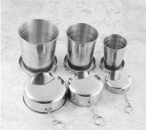 70ml 150ml 250ml al aire libre plegable viaje <span class=keywords><strong>de</strong></span> acero inoxidable taza plegable para agua con llavero plegable - Product Image 2