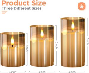 <b>Set</b> of 5 Home Decoration Pillar White Glass Warm Light Remote Flickering Led <b>Candle</b> - Product Image 2