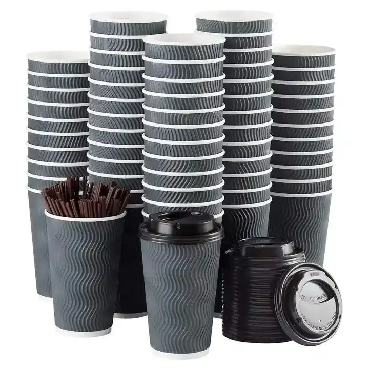 240 मिलीलीटर 360 मिलीलीटर 480 मिलीलीटर पेपर कप गर्म पेय के लिए ढक्कन के साथ कॉफी कप